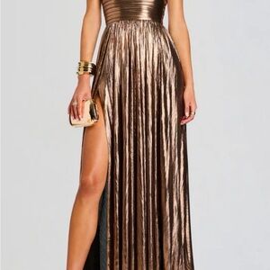Retrofete Metallic Bronze Maxi Dress